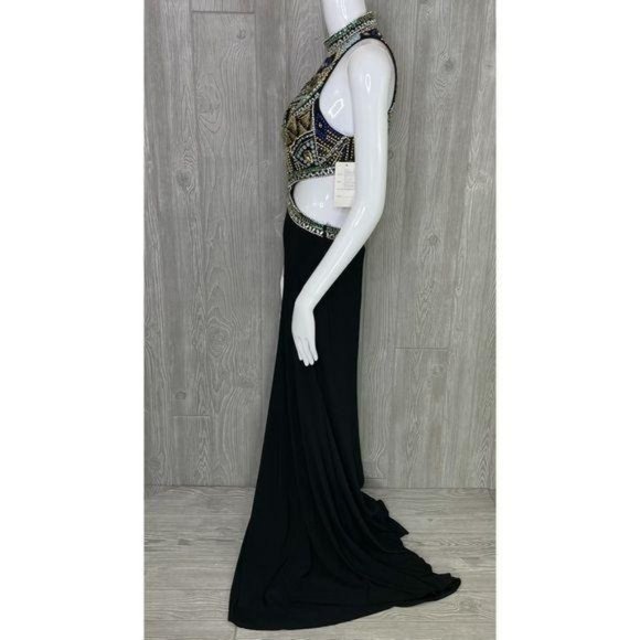 Nwt envious couture beaded rhinestone dress / gown prom formal sleeveless dress - Picture 16 of 16